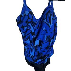 One Piece Magicsuit Lisa Blue & Black Bathing Suit Swimsuit Size 14